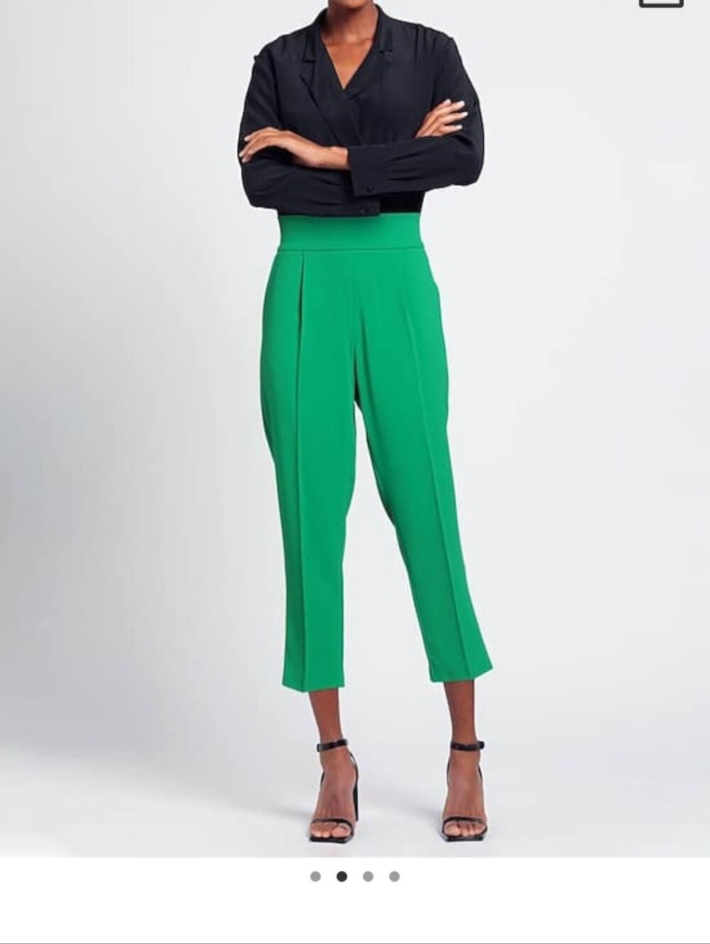 PINK High-Waist Green Cropped Pleat Trousers. Sz 6
